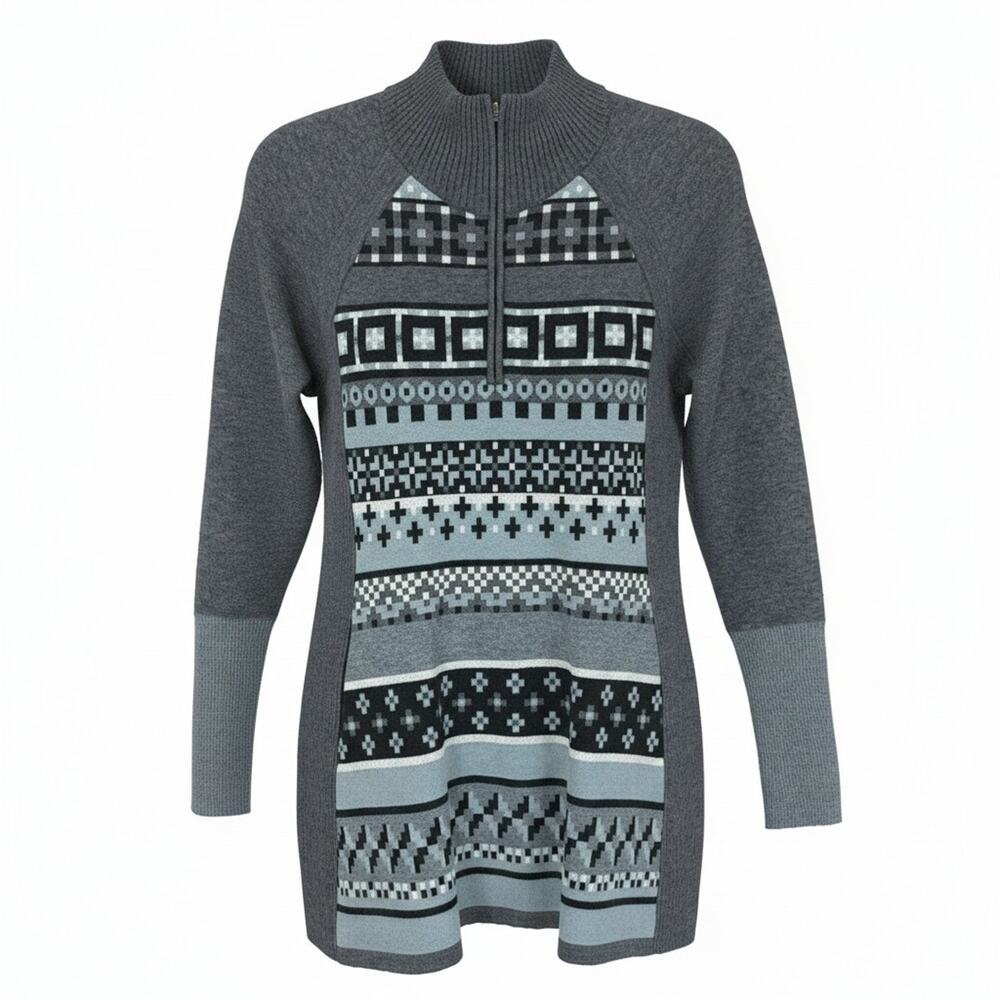 Title Nine Blue Gray Quarter Zip Sweater Small Wool Blend Athletic Pullover - Picture 2 of 11